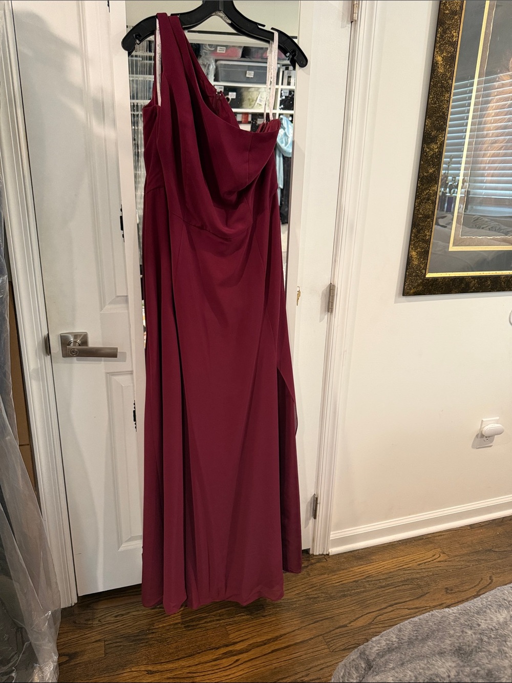 Db Studio Celebrate One-Shoulder Burgundy Maxi Dress